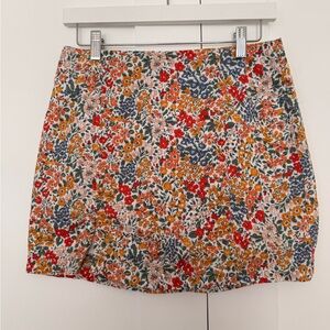 Pink Lily Floral Mini Skort - Red, Orange, Blue